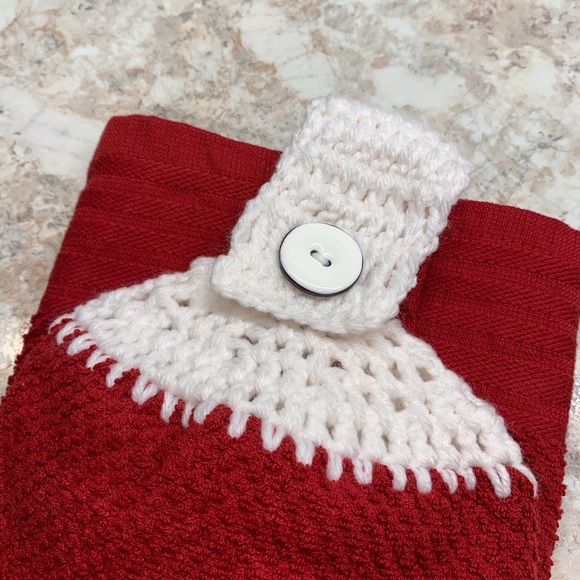 2 Handing Kitchen Hand Towels / Handmade / Red / Country or Contemporary Decor - Picture 3 of 4